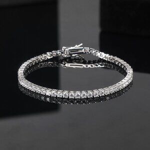 3mm moissanite ladies tennis bracelet, S925 pure silver full-circle bracelet